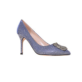 Diamante Embellished Cloth High Heel Pumps - 10cm